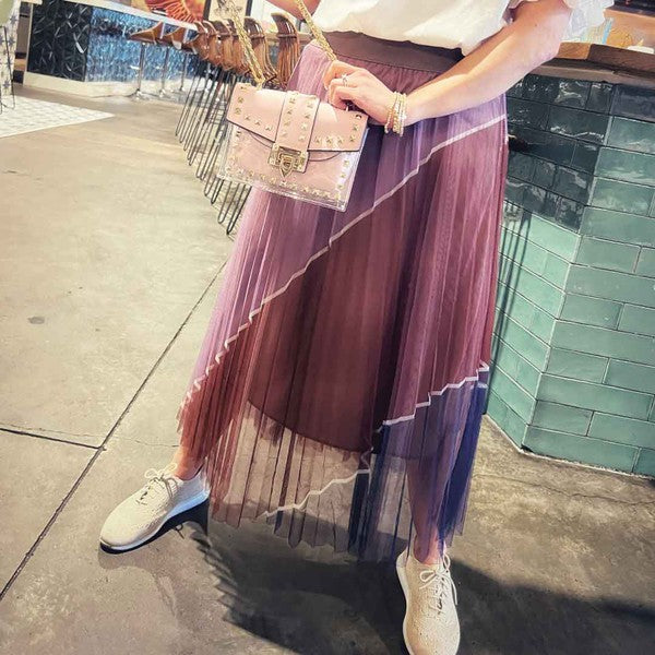 Classy Stripes Layered Maxi Skirt