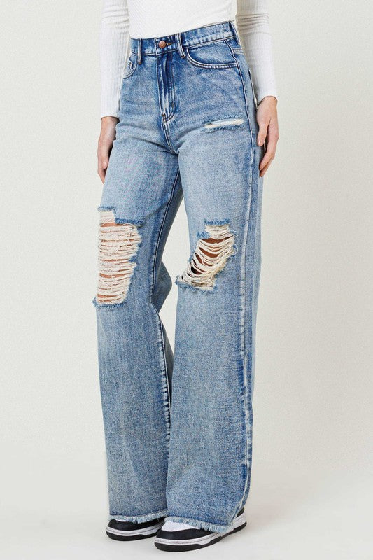 High Rise Wide Leg Jeans in a Vintage Acid Wash