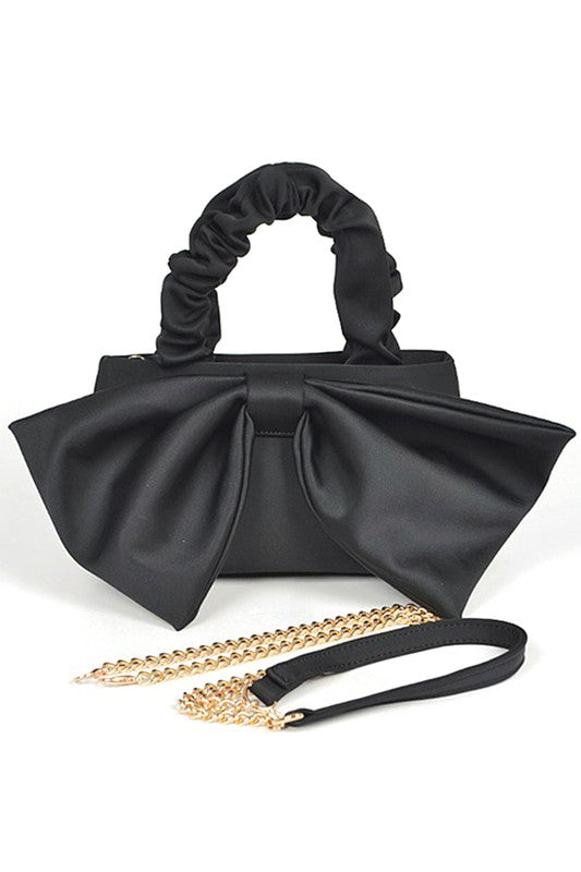 Crinkle Handle Large Bow Tie Clutch Bag